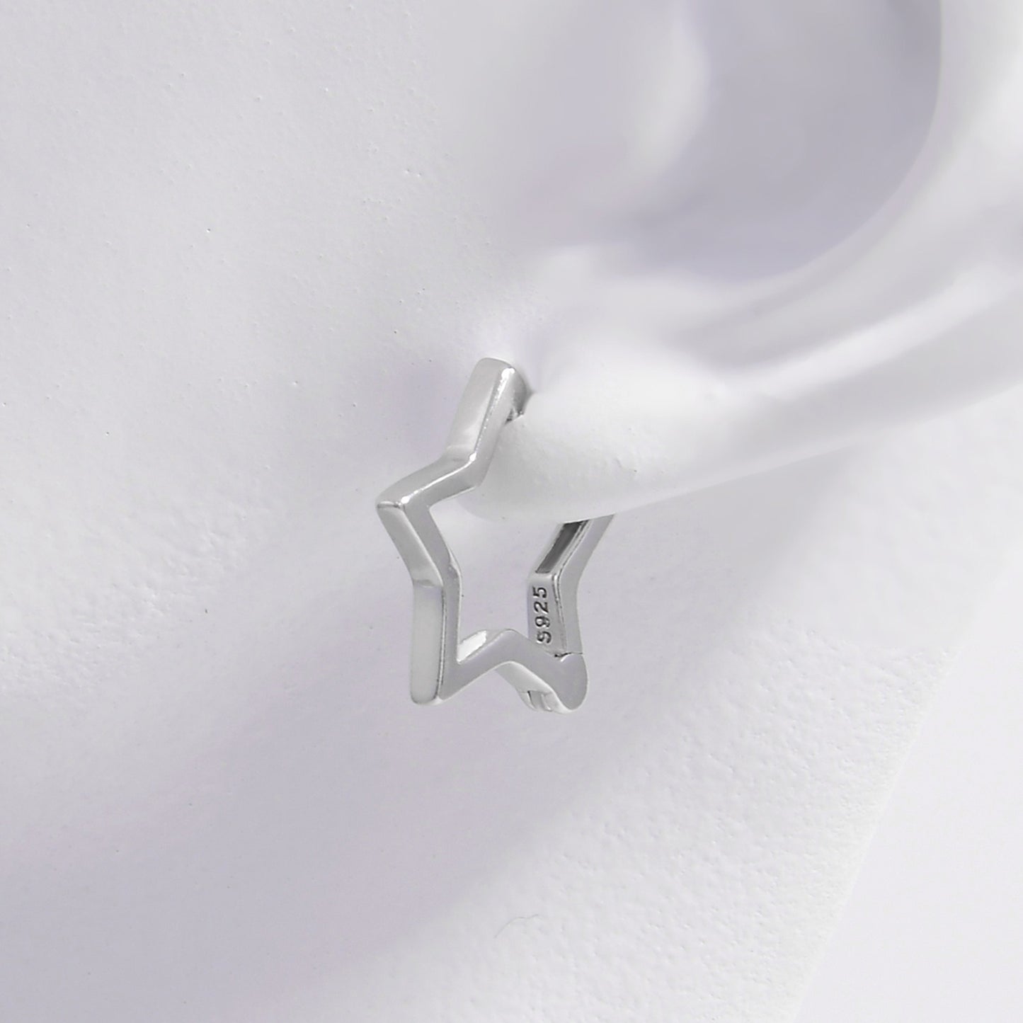 925 Sterling Silver Inlaid  Star Earrings