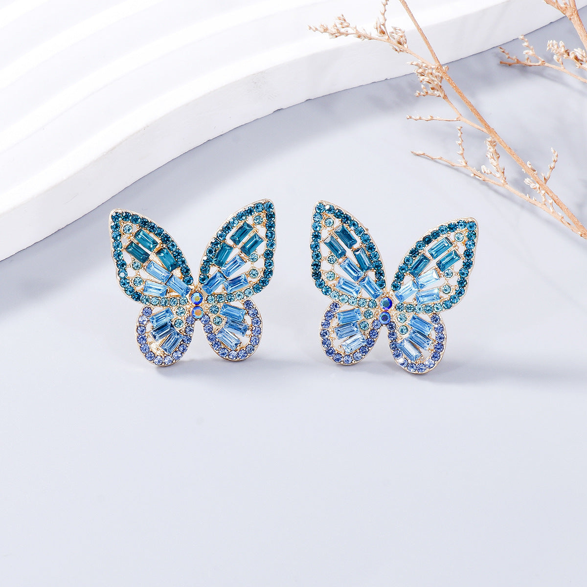 Rhinestone Butterfly Earrings