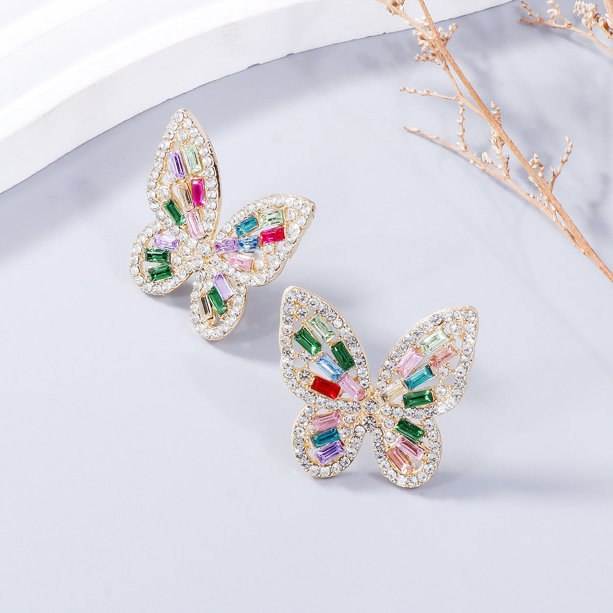 Rhinestone Butterfly Earrings