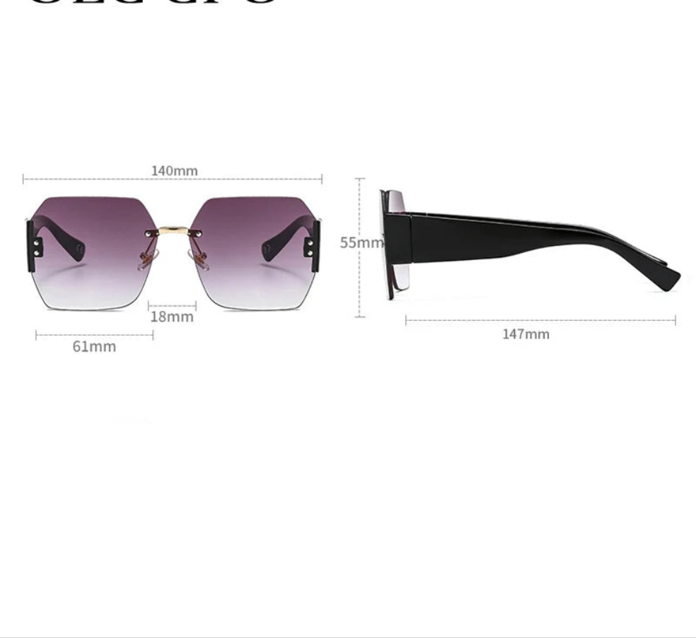 Fashion Rimless Sunglasses Women Square Flower Shades