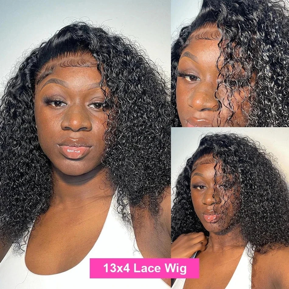 12A Wear And Go Glueless Wigs Short Bob Wig Human Hair Wigs For Women Kinky Curly Lace Front Wigs Ready To Go Pre Plucked 180%