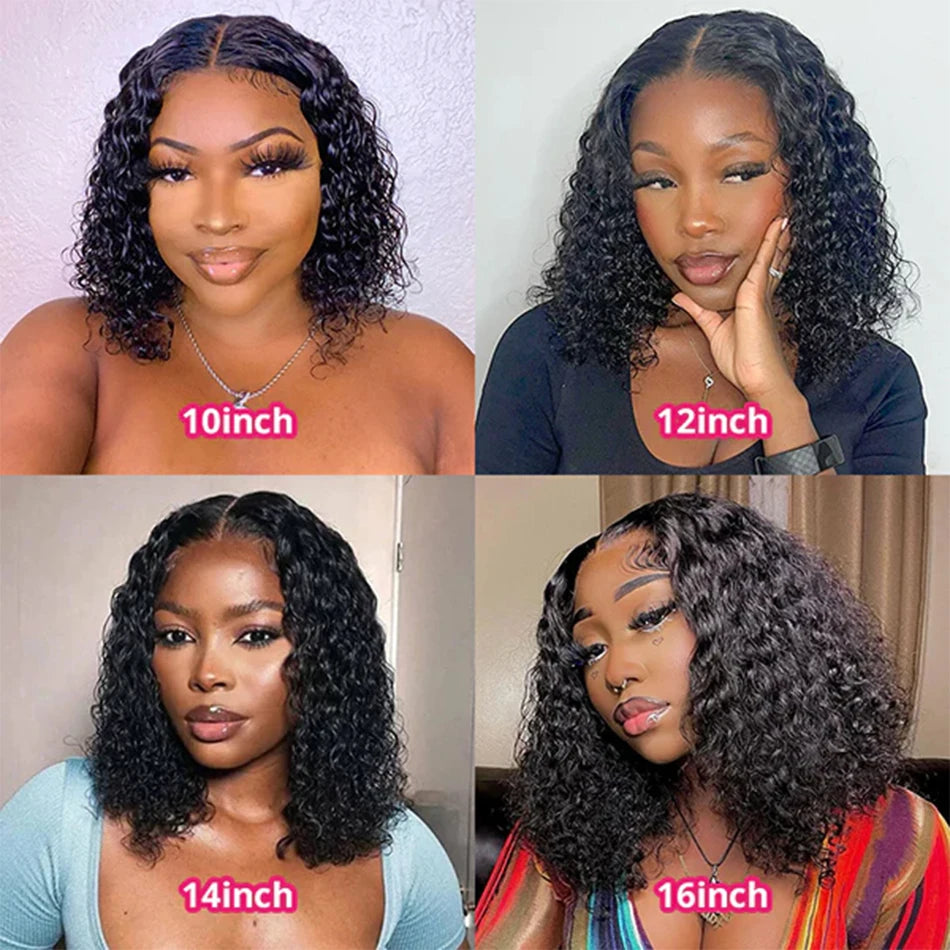 12A Wear And Go Glueless Wigs Short Bob Wig Human Hair Wigs For Women Kinky Curly Lace Front Wigs Ready To Go Pre Plucked 180%