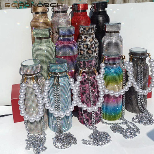 Bling Rhinestone Insulated Thermos Water Bottle