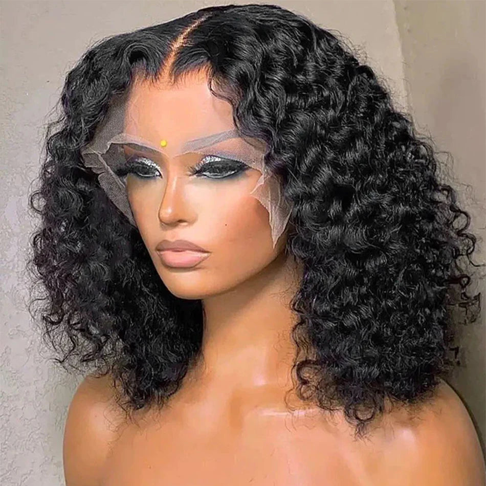 12A Wear And Go Glueless Wigs Short Bob Wig Human Hair Wigs For Women Kinky Curly Lace Front Wigs Ready To Go Pre Plucked 180%