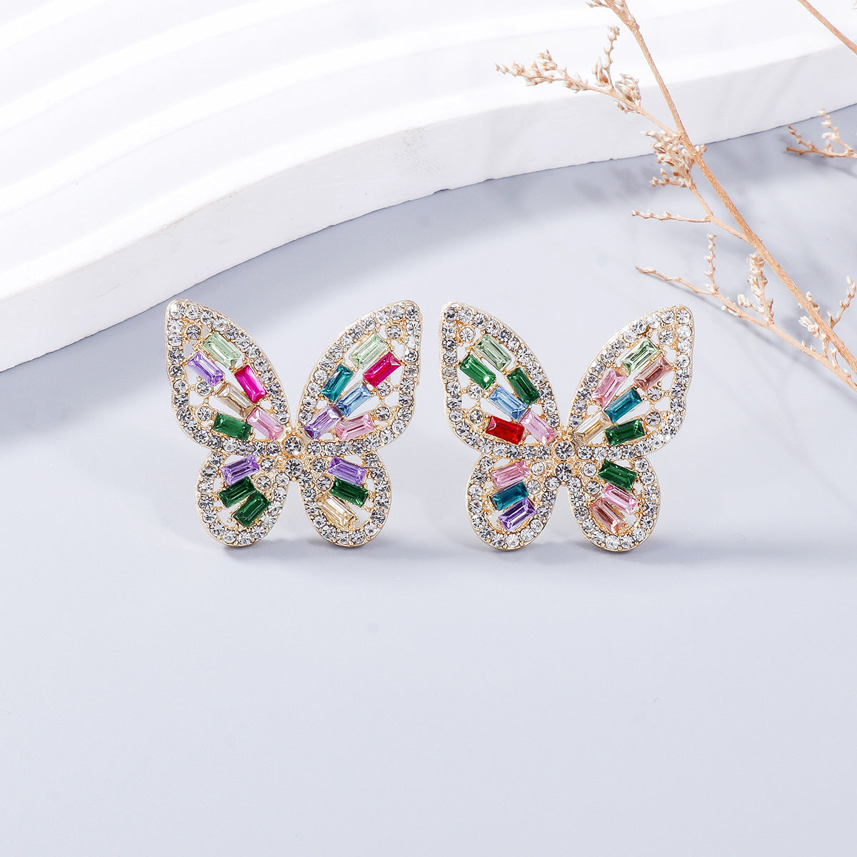 Rhinestone Butterfly Earrings