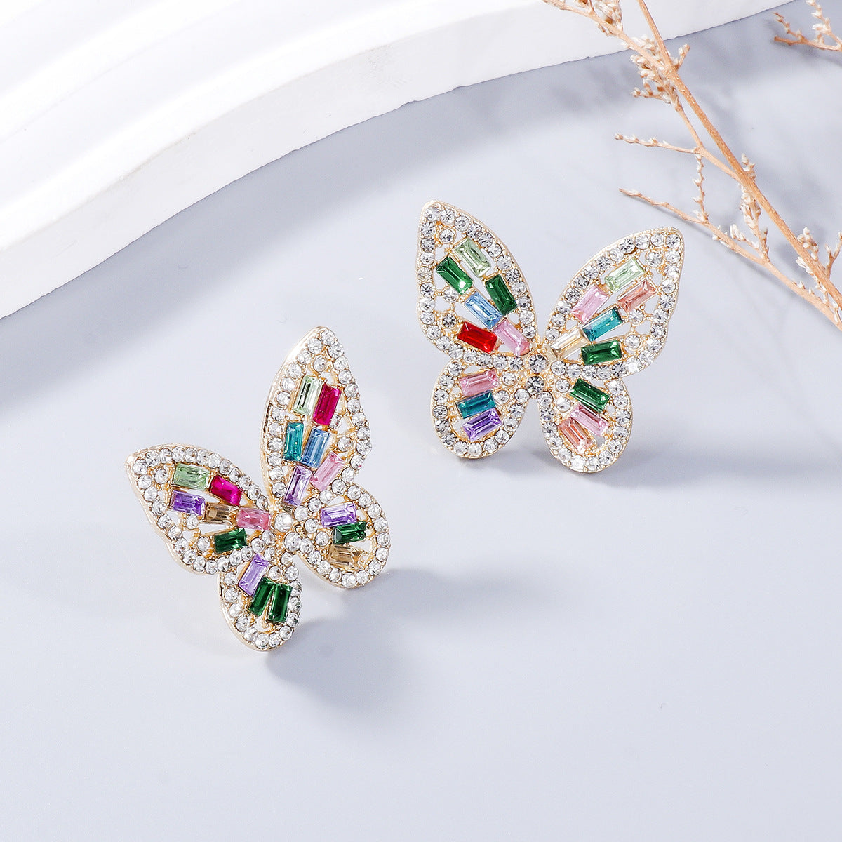 Rhinestone Butterfly Earrings