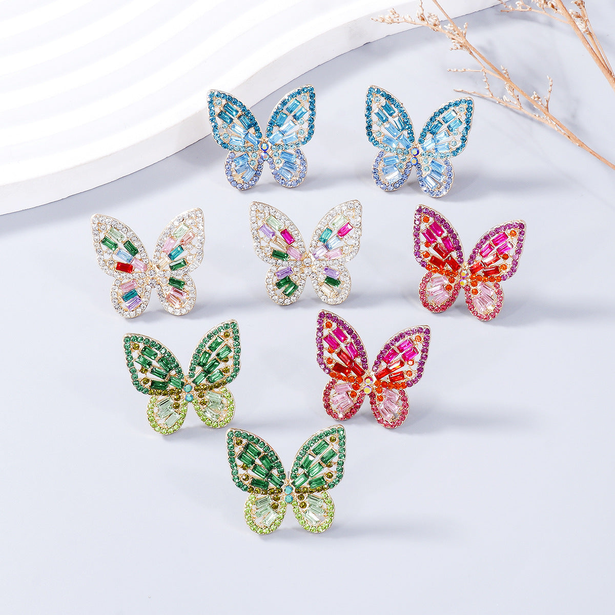 Rhinestone Butterfly Earrings