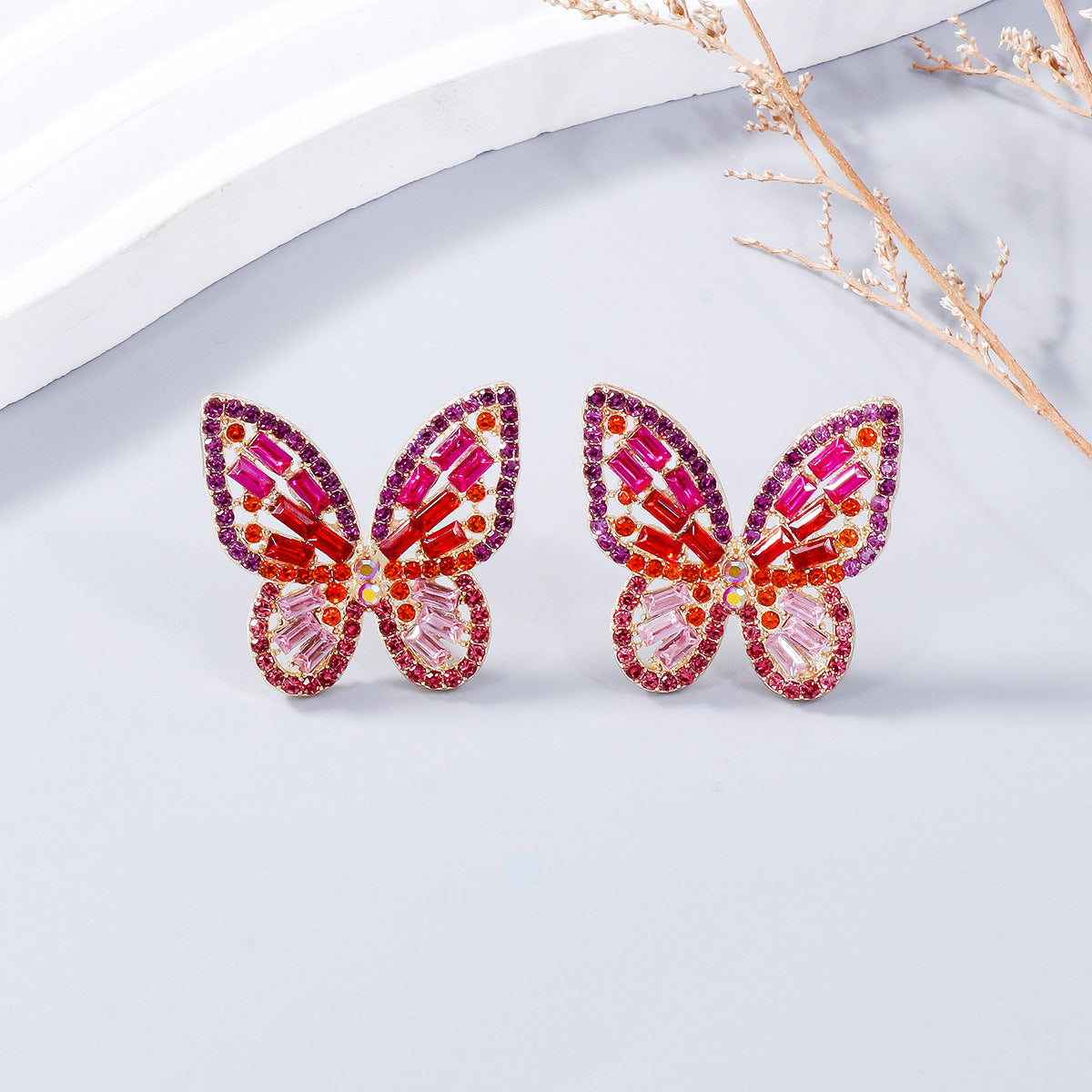 Rhinestone Butterfly Earrings